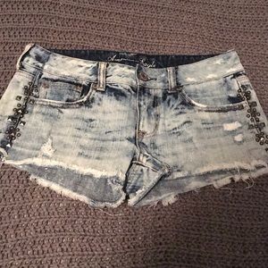 AE Studded & Distressed Shorty Shorts